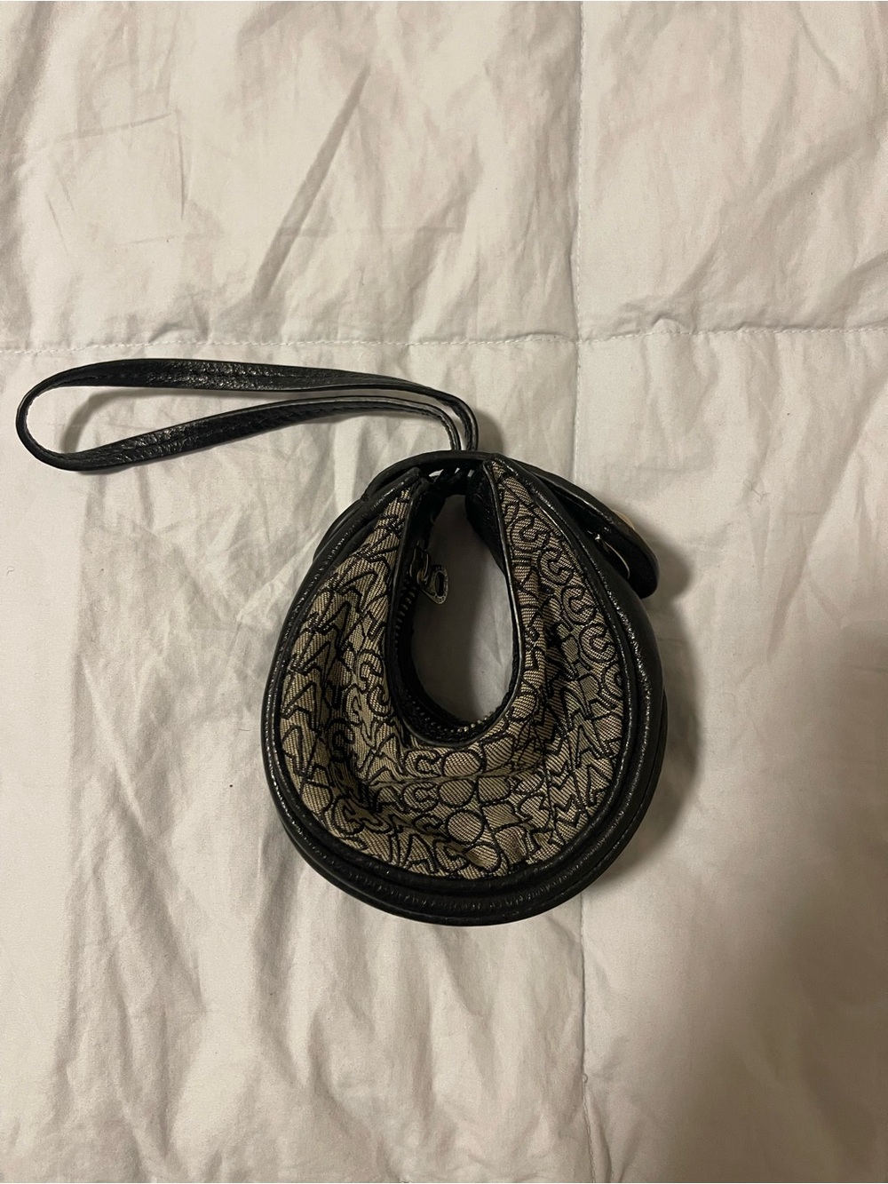 Marc Jacobs Black Trim Beige Monogram Wristlet